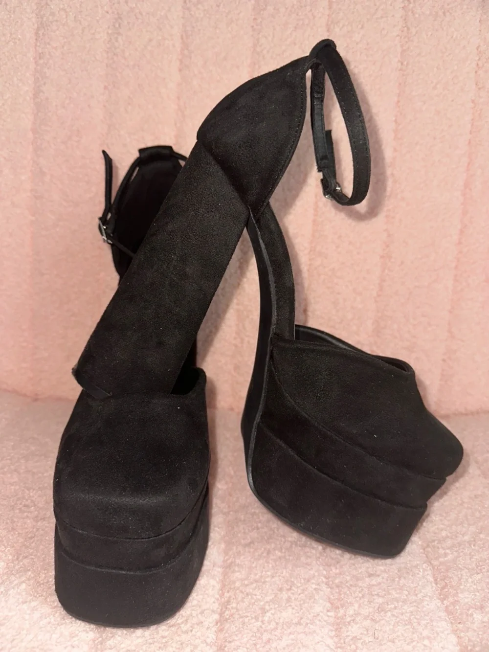 Black Platform Velvet Heels